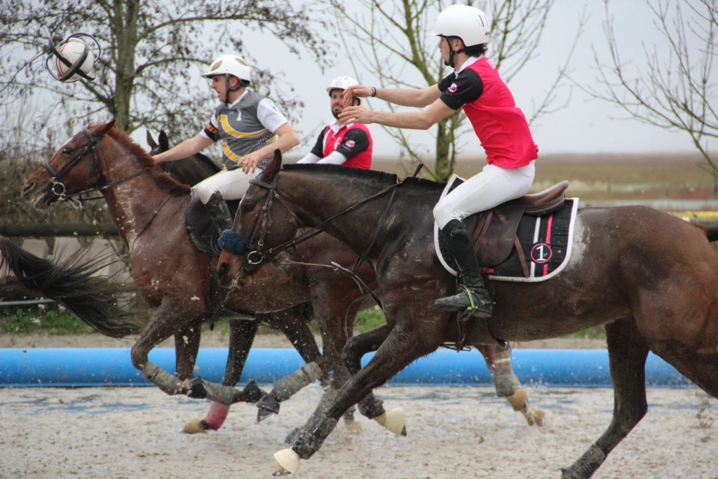 Equipe amateur HBLA en attaque lors d'un match de horseball